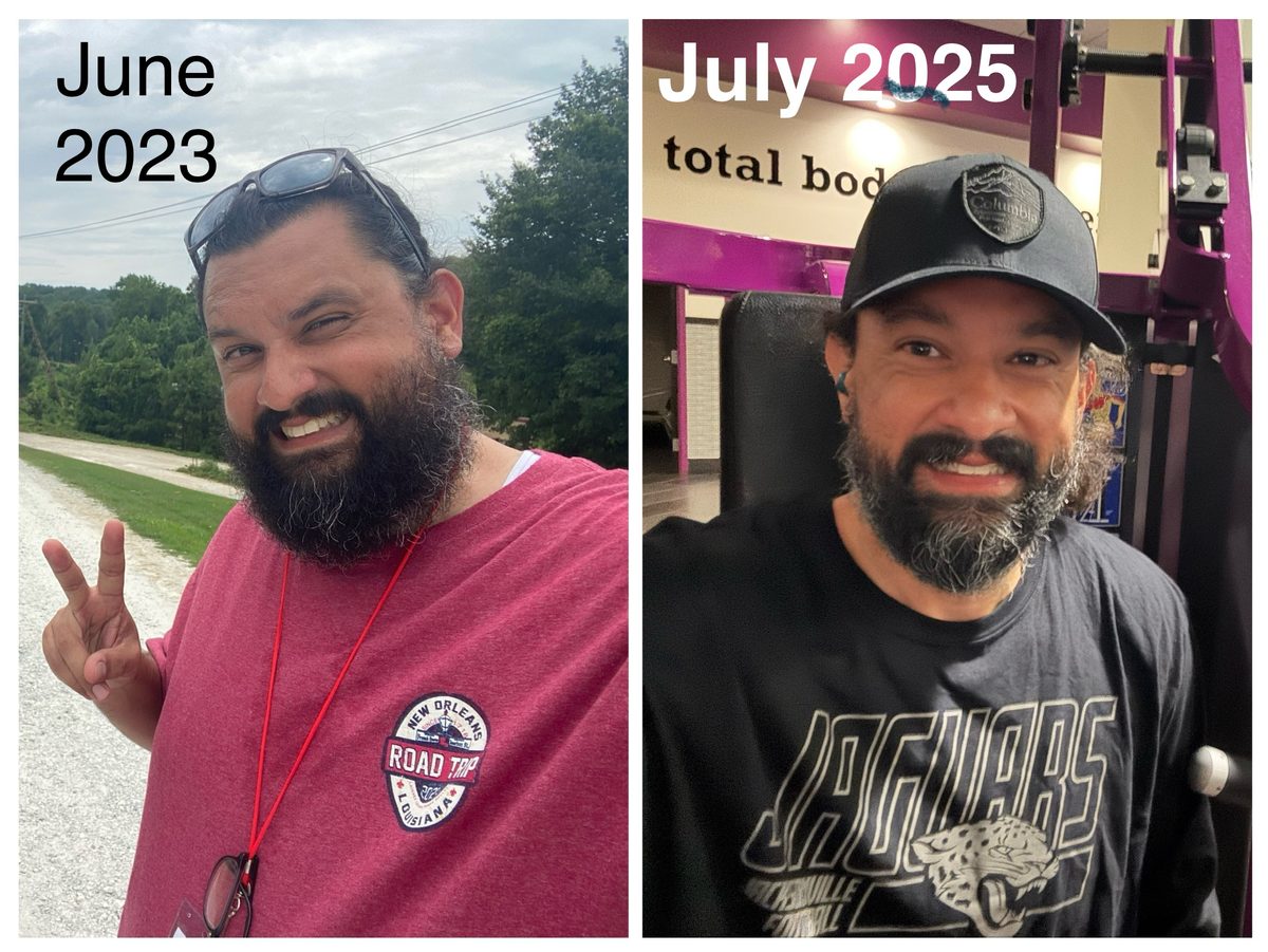 Bruno's transformation from June 2023 to July 2025